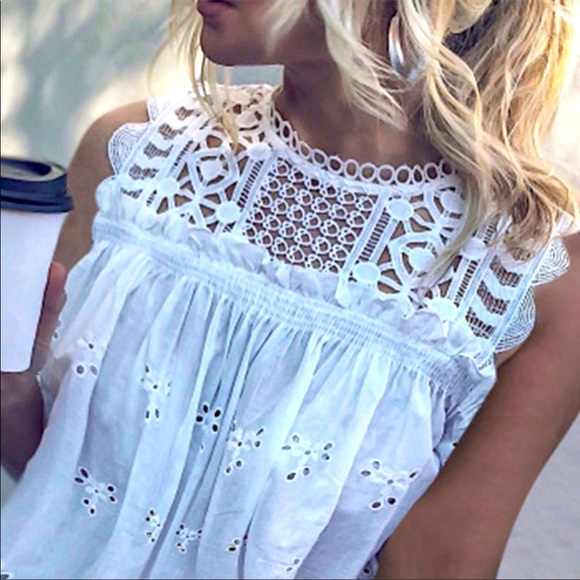 WHITE EYELET TOP - Picture 4 of 4